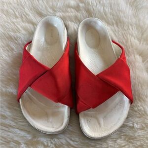 Celine Twist Phoebe Philo Leather Slide Sandals in Red